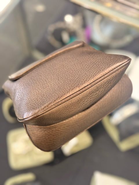 Pre Owned Gucci Pebbled Metallic Bronze Designer Bag W/ Dustbag