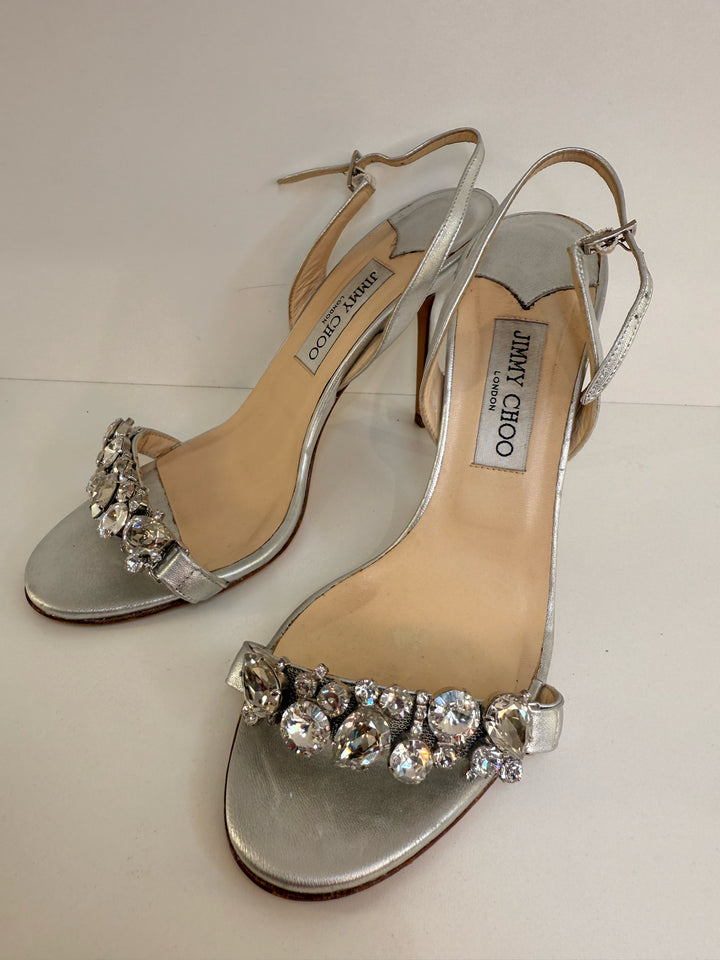 Jimmy Choo Silver Sandals Sz 39.5