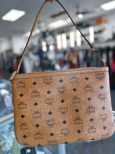 Mcm Monogram Large Tan Leather Wristlets