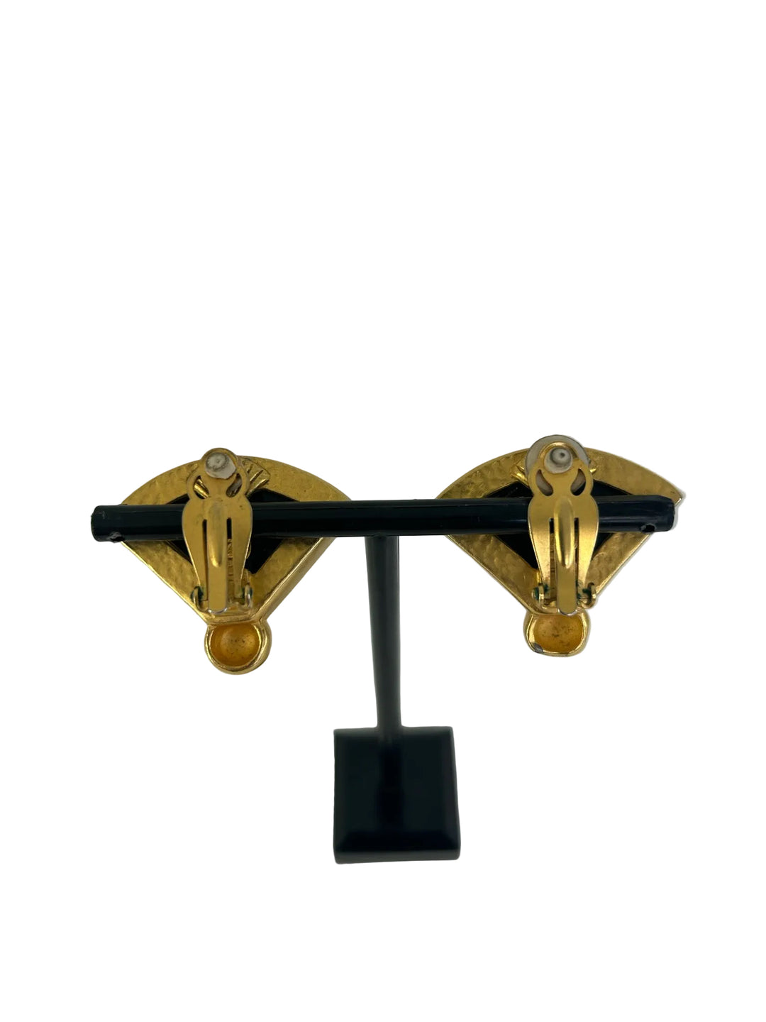 Vintage Karl Lagerfeld Gold Fan Earrings w/ KL