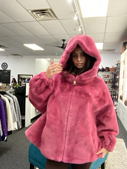 Chic Pink Faux Fur Jacket Coat