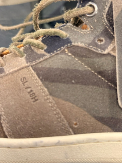 Saint Laurent Sz 7 Camo Suede Fringe Sneakers w/ Dustbag