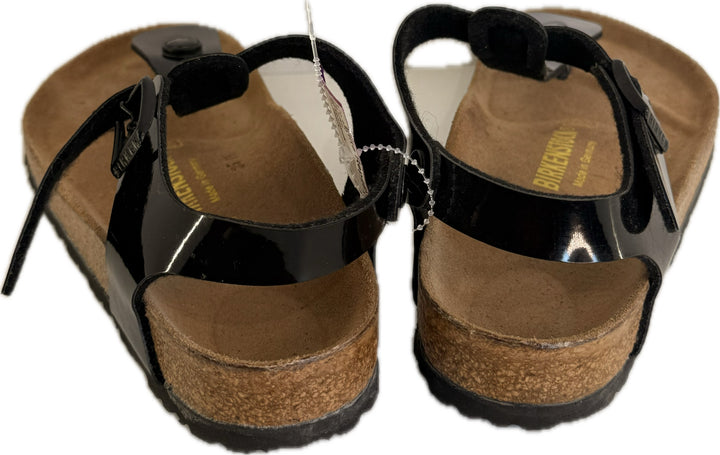 Birkenstock Black Patent Leather Thong Sandals Sz 9