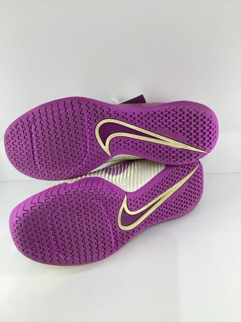 Pre Owned Nike Vapor Sneakers Size 8.5 in a white, purple, and yellow colorway.