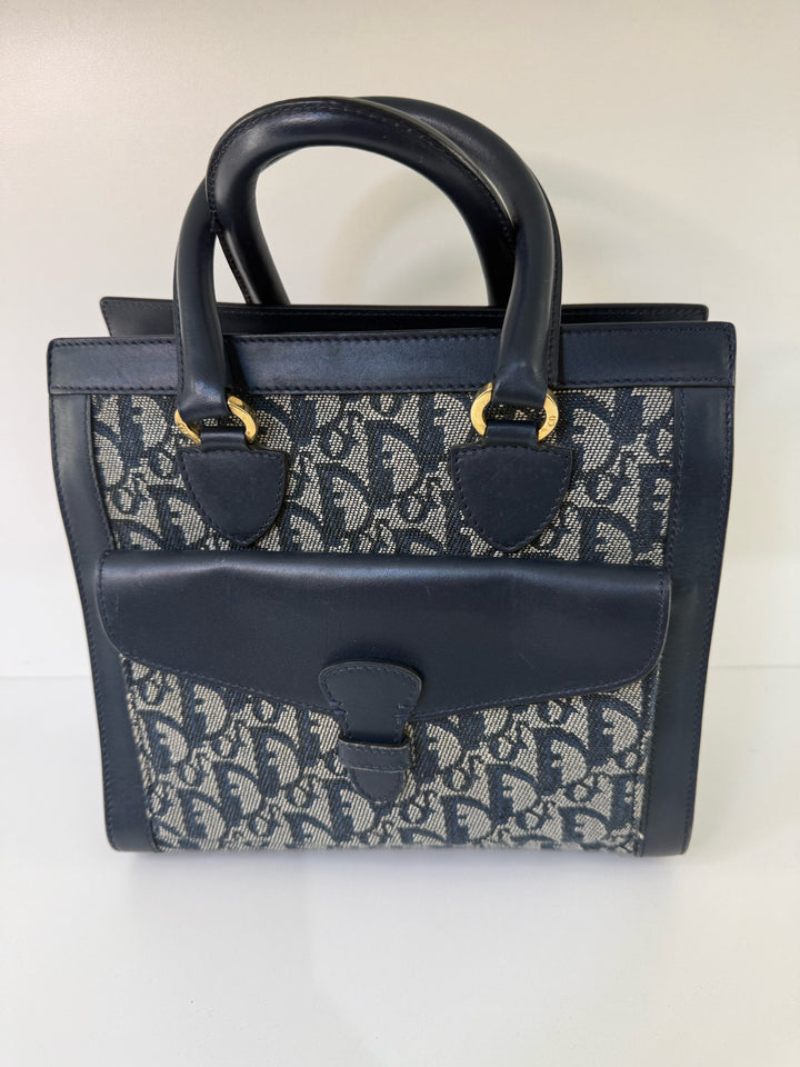 Vintage Christian Dior Trotter Monogram Mini Tote Designer Bag