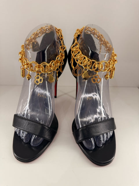 NEW Christian Louboutin Gourmi 100 Gold Charm Designer Shoes Sz 39
