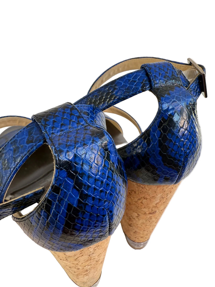 Jimmy Choo Navy Snake Designer Shoes Sz 41
