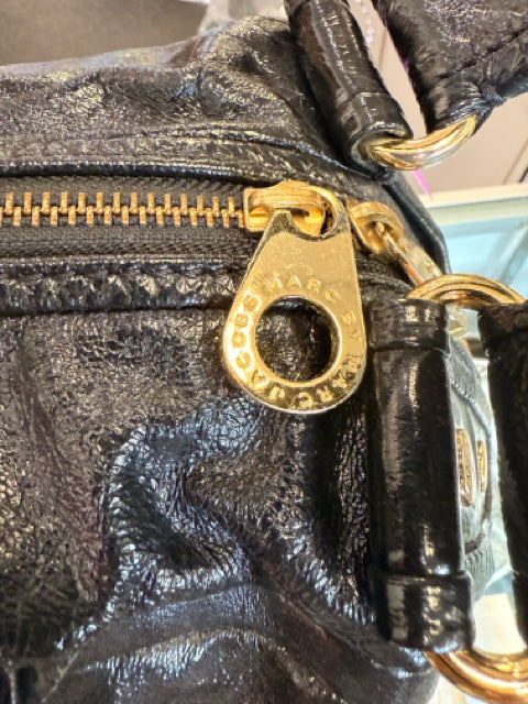 Marc Jacobs Top handle Black Patent Leather with gold hardware Satchel Bag