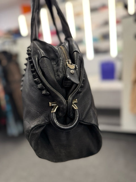 Salvatore Ferragamo Black Leather W/ Knot Detail Designer Bag