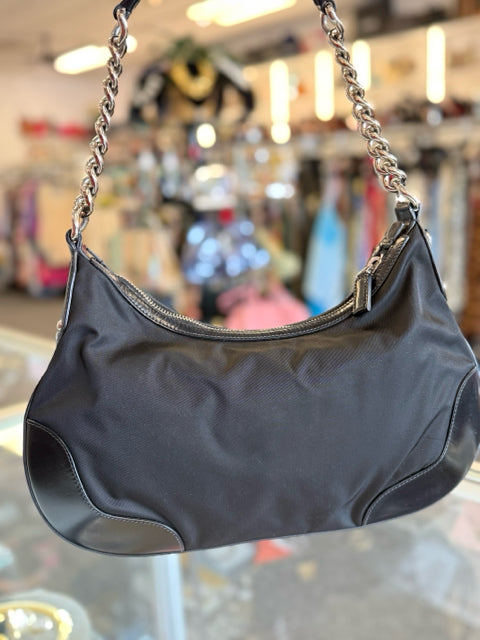 Pre Owned Prada Black Nylon & Leather Tessuto Shoulder Designer Bag