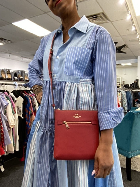 NWT Coach Mini Pebbled Red Leather Rwn File Cross Body