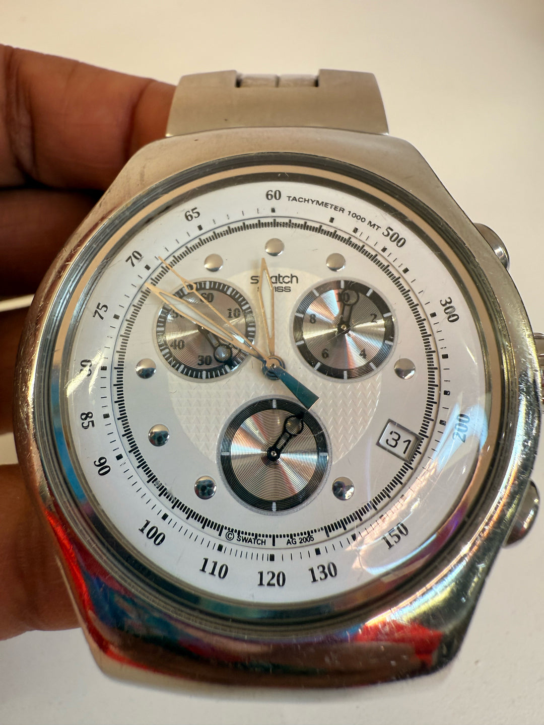 SWATCH 47 mm Panda Butterfly Clasp Wristwatch
