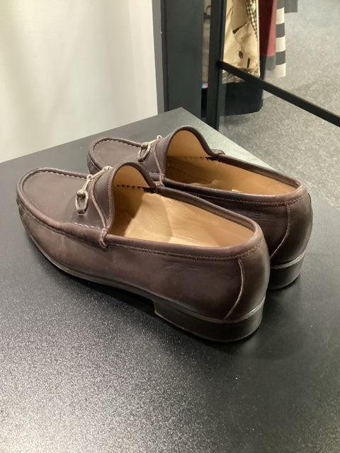 Pre Owned Gucci Sz 9.5 Brown w/ Silver Hardware Loafer Shoe
