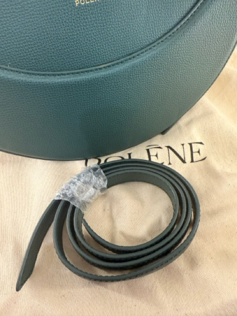 Pre Owned POLENE Numero Dix Hobo Leather Hunter Green Designer Bag w/ Dustbag