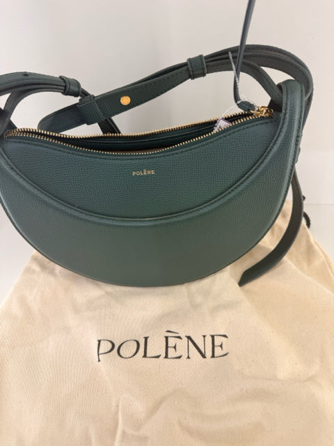 Pre Owned POLENE Numero Dix Hobo Leather Hunter Green Designer Bag w/ Dustbag