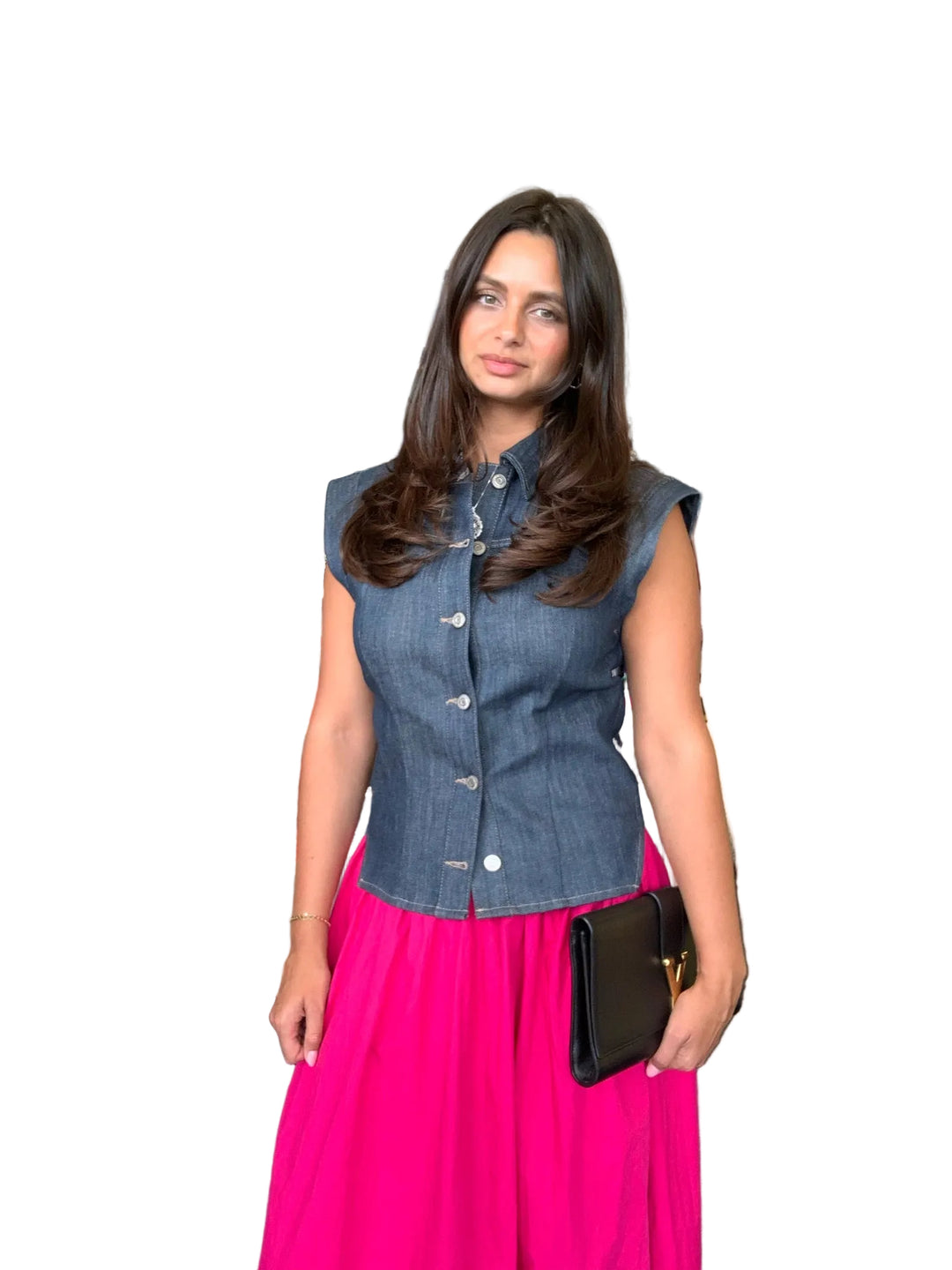 Zara Denim Vest Shirt Sz M