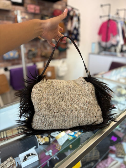 Fendi Crochet Yarn Mamma Baguette HandBag