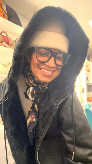 NWT Reversible Faux & Leather With Hood Coat Jacket. Sz L