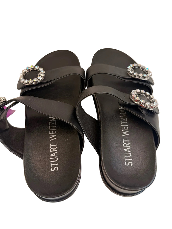 Stuart Weitzman Black Sandals Round Diamond Emb Sz 8