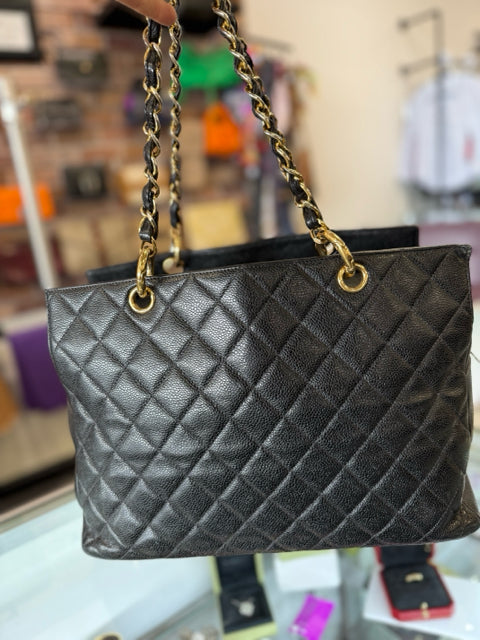 Chanel Black Timeless Pebbled Shopper Designer Bag