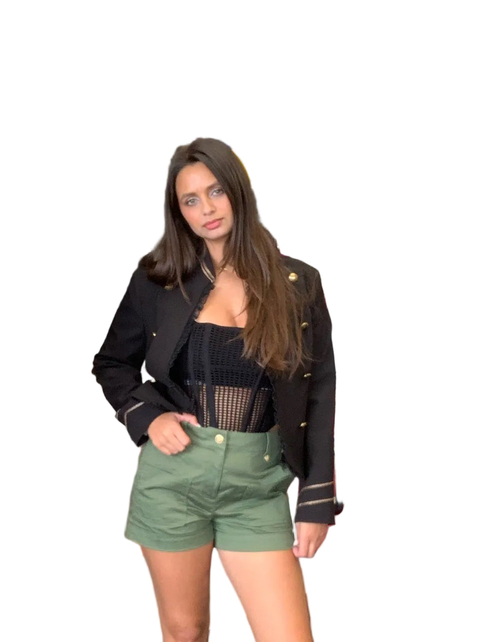Olivaceous Cropped Bustier Sz M