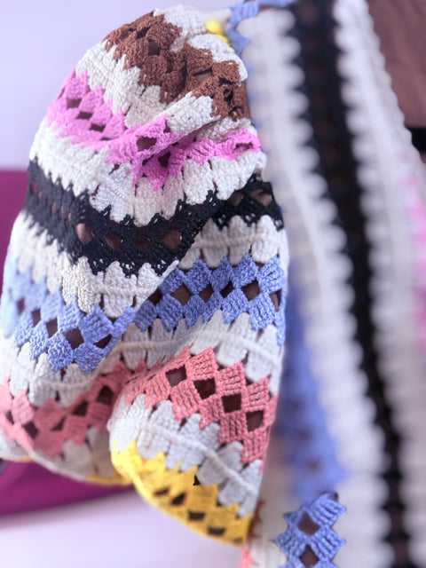 Elliatt Sz M Multi Crochet Stripe Dress