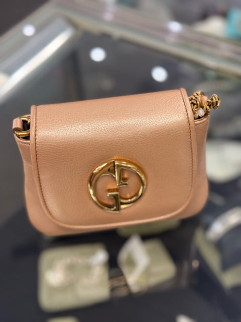 Pre Owned Gucci Pebbled Metallic Gold Designer Bag W/ Dustbag