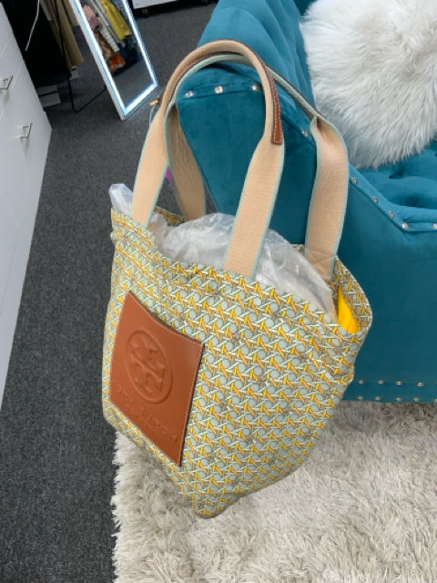 Pre Owned Tory Burch Geometric Basket Weave Tote