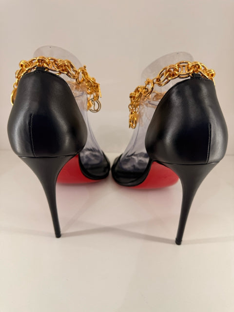 NEW Christian Louboutin Gourmi 100 Gold Charm Designer Shoes Sz 39