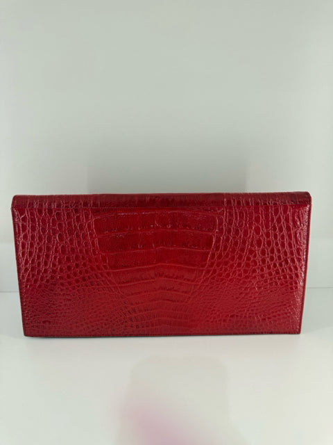 Pre Owned Red Leather Casadei Clutch Bag
