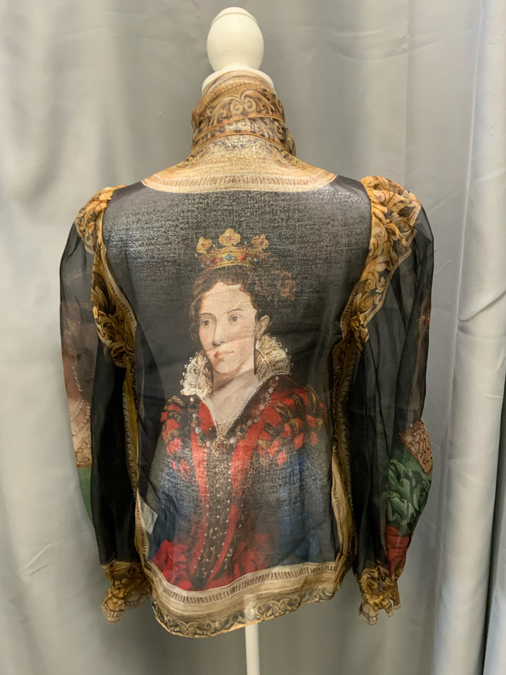 Dolce & Gabana Sheer Renaissance Portrait Blouse Size 8/10