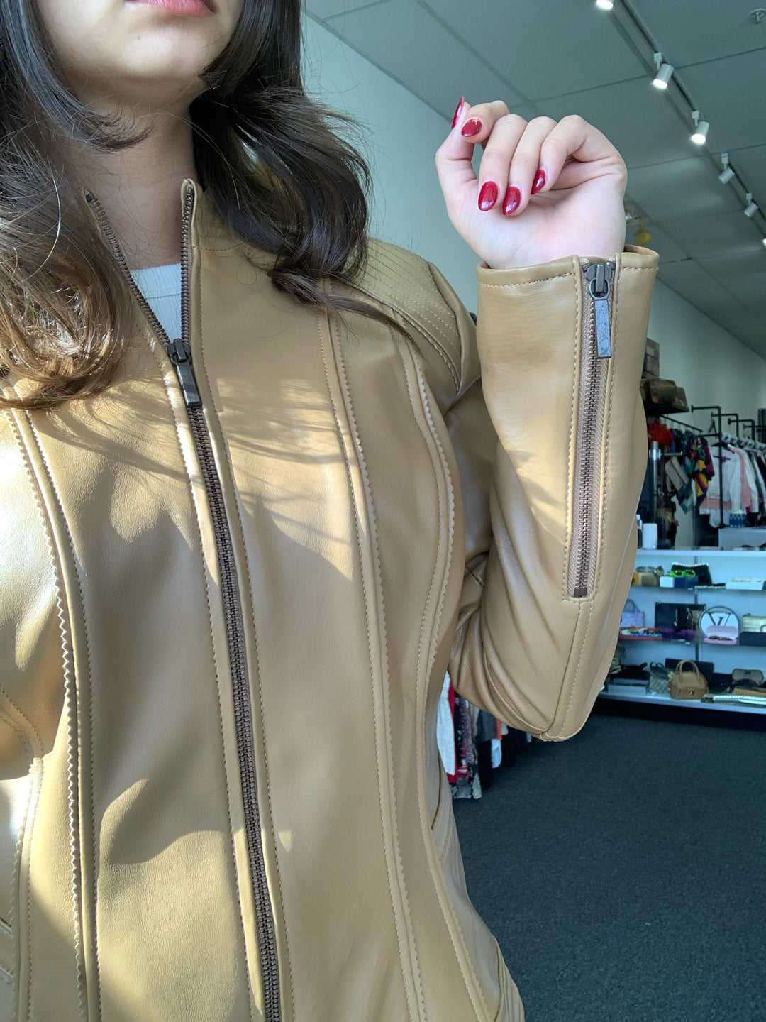 GILI Moto Leather Camel Jacket Size 4