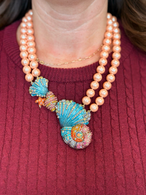 Heidi Daus Pink Pearls and Seashells Necklace