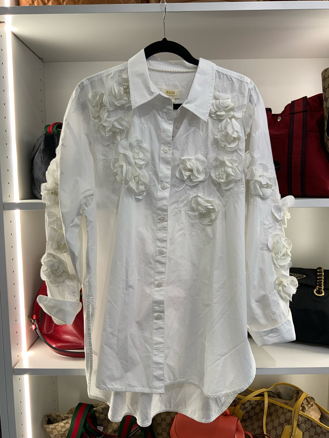 Maeve LS W/embroidery floral detail Blouse Size L