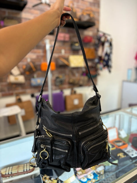 Chloe Black Leather Multi Silver ShoulderSsatchel Bag