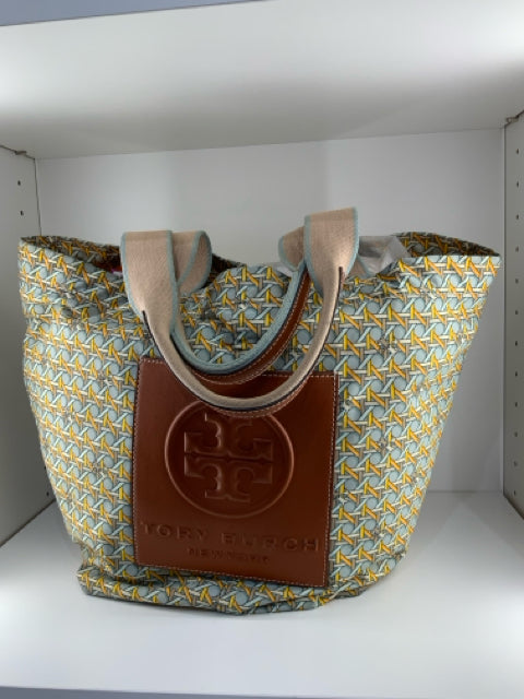 Pre Owned Tory Burch Geometric Basket Weave Tote