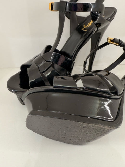 Pre Owned Yves Saint Laurent Sz 39.5 Patent Leather Tributes Designer Shoes