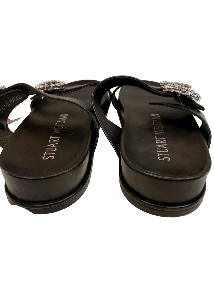 Stuart Weitzman Black Sandals Round Diamond Emb Sz 8