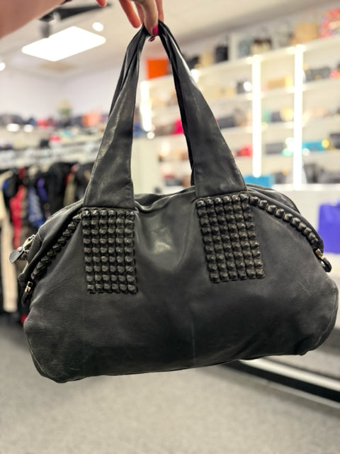 Salvatore Ferragamo Black Leather W/ Knot Detail Designer Bag