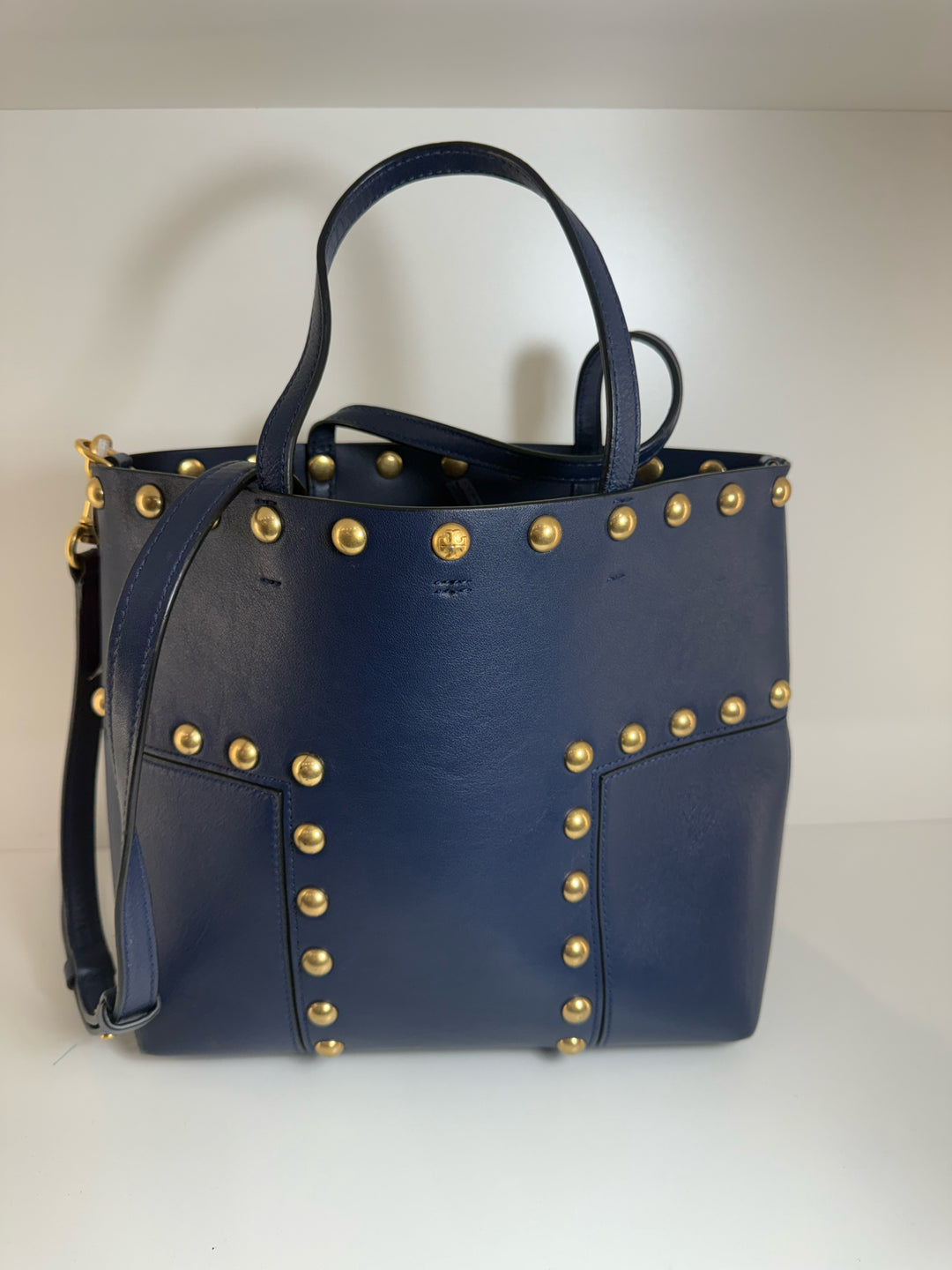 Tory Burch Leather T Studded Mini Tote w Crossbody Strap