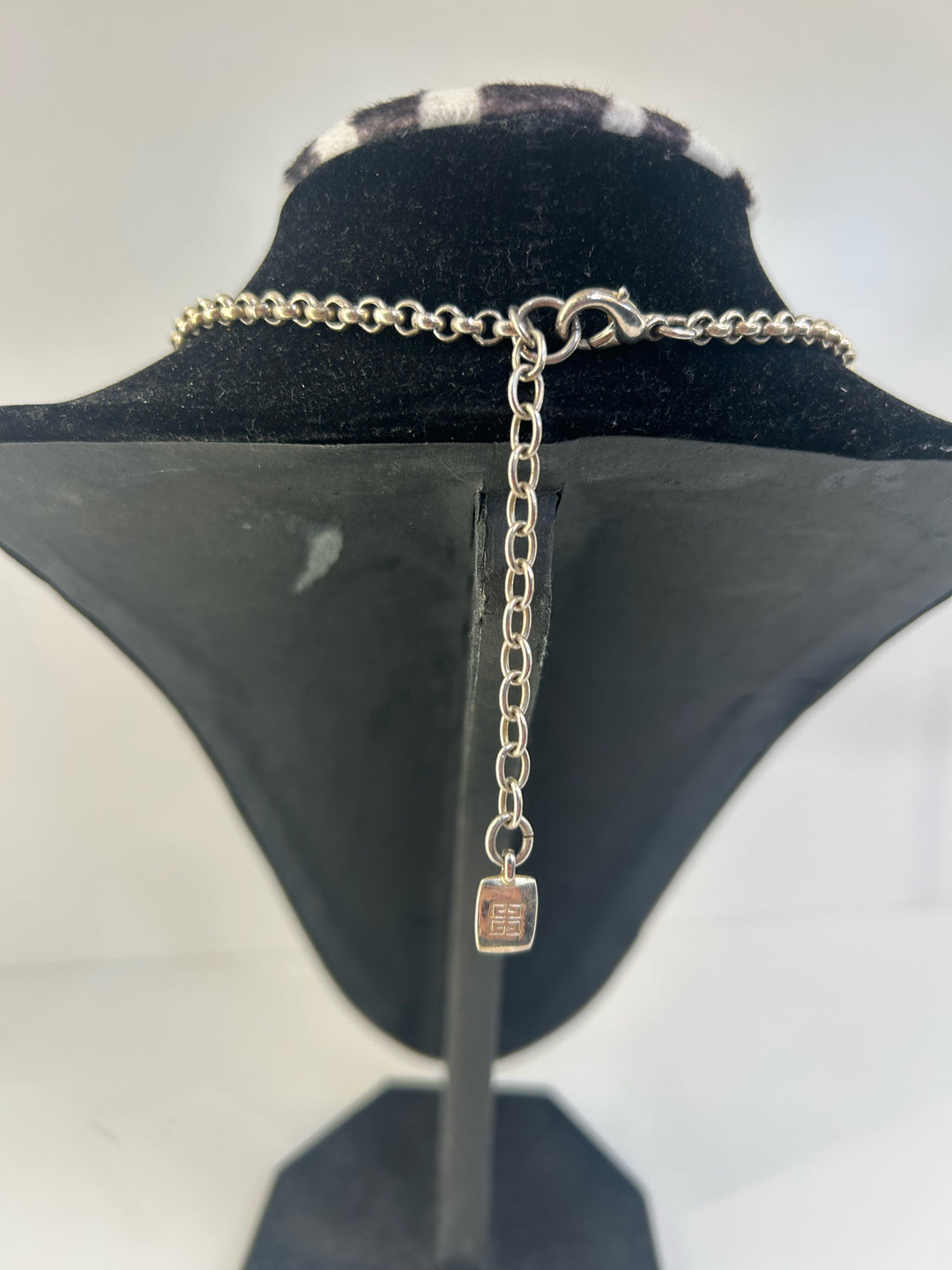 Givenchy Rolo chain/honey lucite 1.25" Rectangle Pendant Necklace