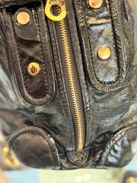 Marc Jacobs Top handle Black Patent Leather with gold hardware Satchel Bag