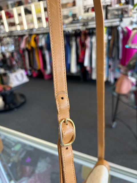 Gucci Vintage GG Cream Micro Guccissima w Tan Leather Crossbody Mini Tote Handbag