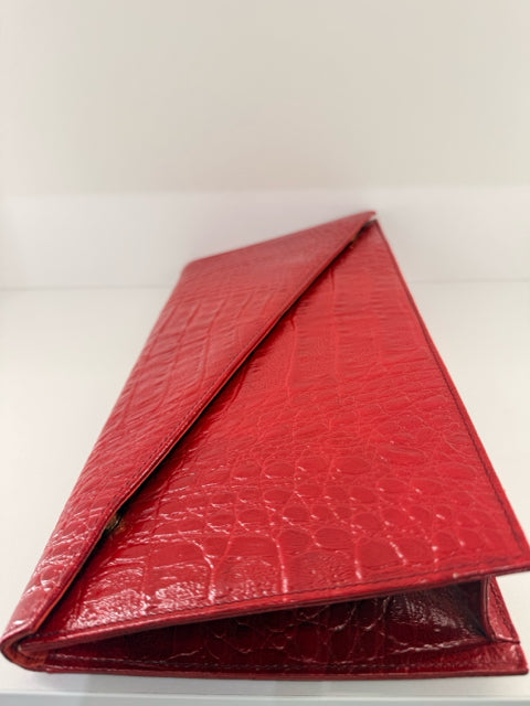 Pre Owned Red Leather Casadei Clutch Bag