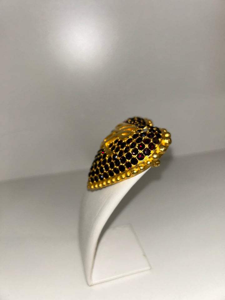 Karl Lagerfeld 3.25" KL Ruby Rhinestone Pin Jewelry