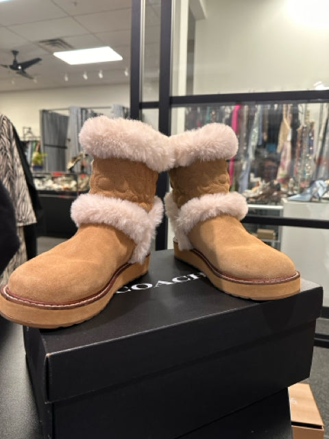 Coach Ankle Boots Sz 6.5 Camel Suede Shoes