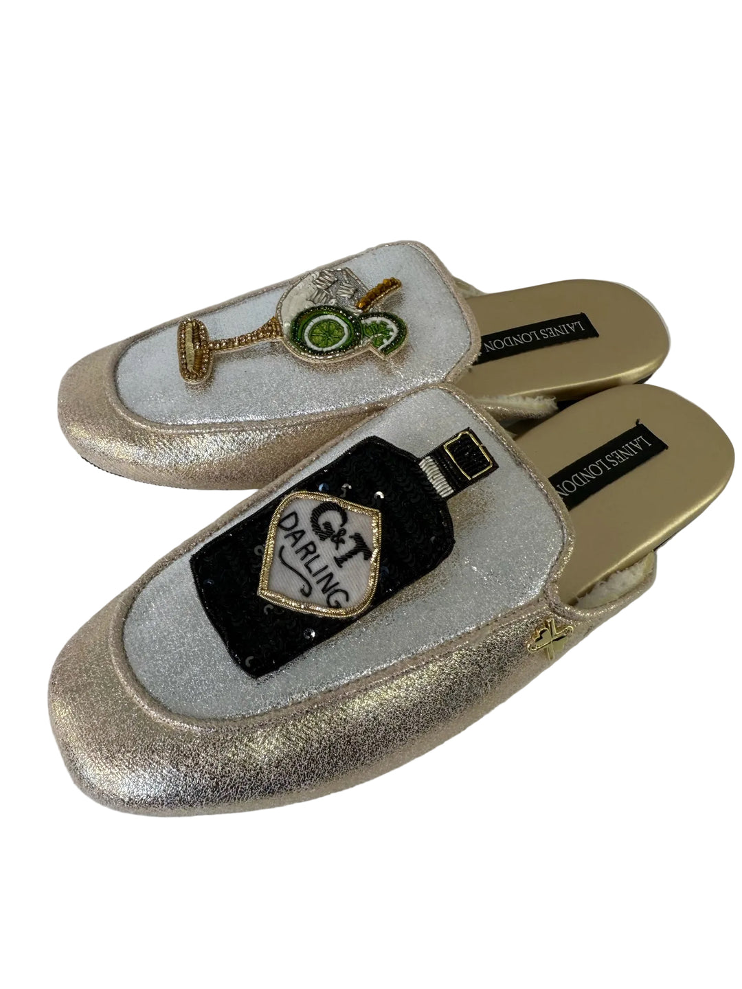 M Laines London Metallic Slippers Shoes Sz M