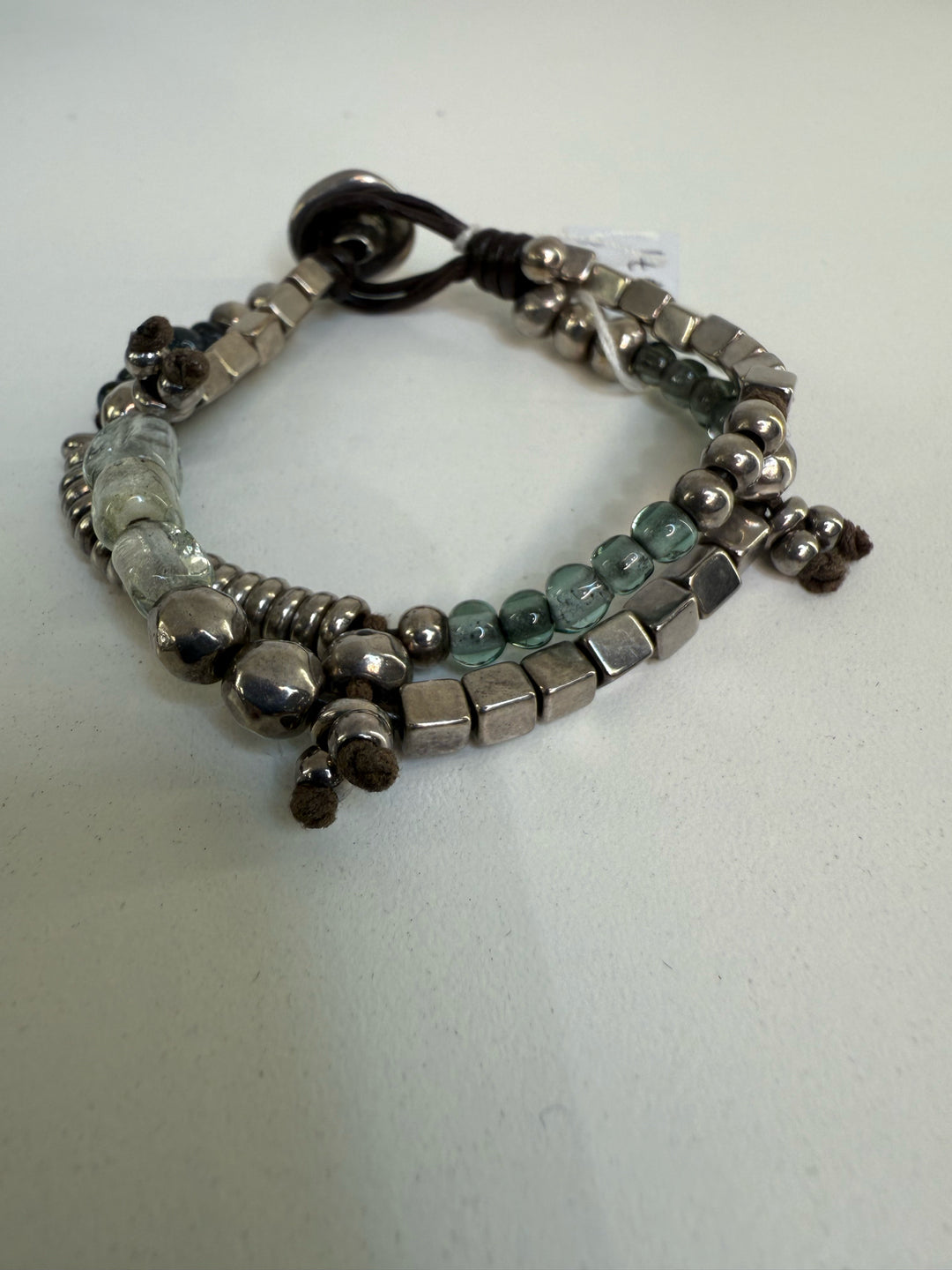 Uno De 50 Bracelet Multi Leather Strand w Beads