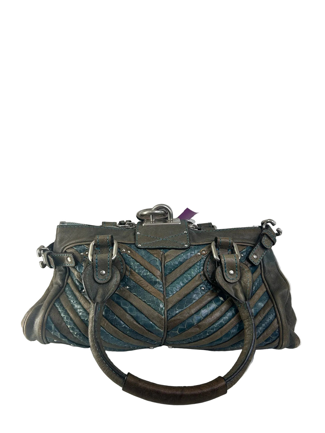 Chloe Snakeskin/Calfskin Chevron Paddington Designer Bag