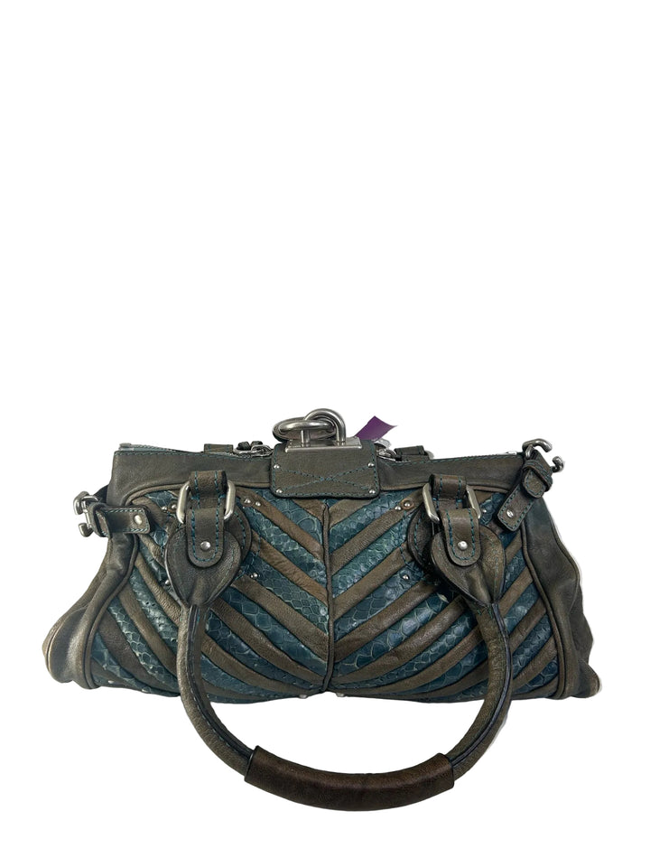 Chloe Snakeskin/Calfskin Chevron Paddington Designer Bag